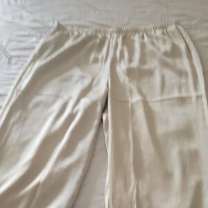 Eileen Fisher Beige Trousers, Sz L NWT 100% SILK